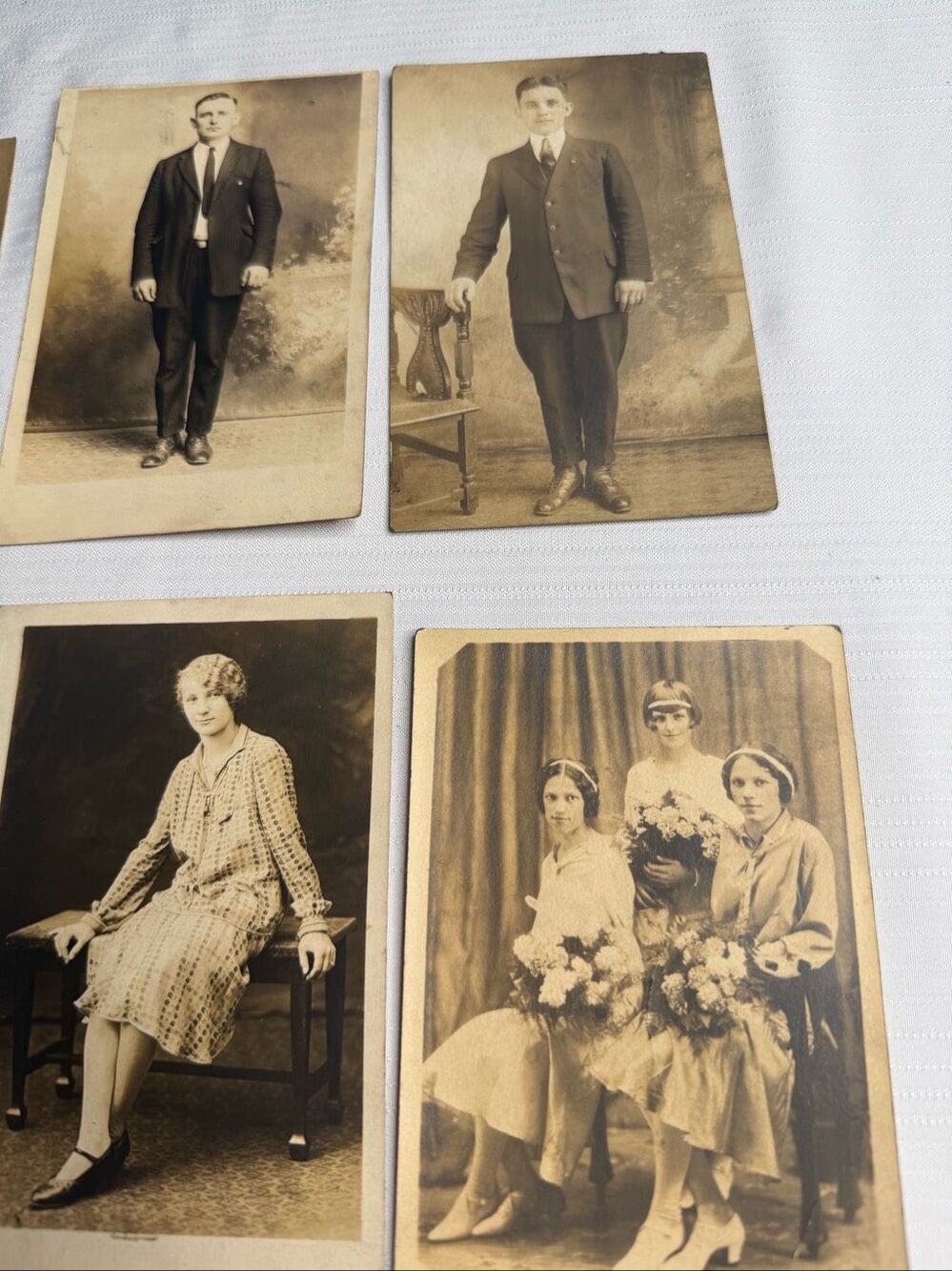 Lot 9 Vintage Pre-1940 Studio Portrait Photographs Wedding RPPC Antique Photos - Picture 4 of 7
